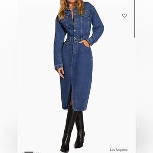 Favorite Daughter The  city dress blue midi denim dress NWT size 24